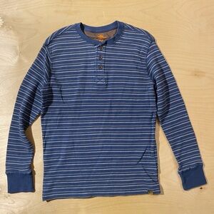 Northwest Striped Button Collar Pullover in Navy Medium (QH)